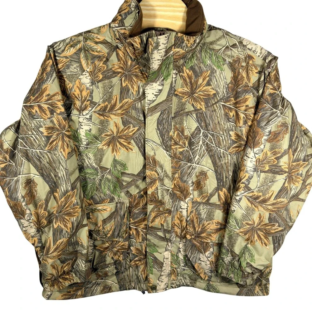 Columbia Hunting Jacket Mens XL Camo RealTree Leaf Hooded‎ Zip Outdoor Gorpcore